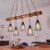 Belanian.nl – Vintage Hanglamp – Plafond Houten lamp zwart, bruin, 5 lichts – Woonkamer Lamp