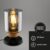 BRILONER – Tafellamp – 7486015 – incl. snoerschakelaar – E27 fitting – rookglas – gloeilamp niet inbegrepen – 12 x 18,5 cm – zwart-hout