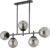 Chesto Ruby Smoky – Luxe Industriele Hanglamp – 6 Bollen Smoking glas / Rookglas – Eetkamer, Woonkamer