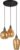 Design hanglamp Verona met amber glas met bolling detail, 3-lichts