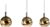 Furntastik Hanglamp, 3-lichts, H850 goud