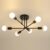 Goeco Hanglamp – 60CM – groot – E27 – 6 lampen – retro – metalen kroonluchter – zwart – (zonder lampen)