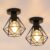 Goeco Plafondlamp – 18cm – Klein – E27 – 2 Pack – Retro Hanglamp – Metalen Kooi – Zwarte – Lamp Niet Inbegrepen