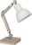 HAES DECO – Bureaulamp – Industrial – Vintage / Retro Lamp, formaat 15x15x47 cm – Bruin / Wit Hout en Metaal – Tafellamp, Sfeerlamp