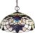 HAES DECO – Tiffany Hanglamp Ø 45×23 cm Beige Metaal Glas Bloemen Hanglamp Eettafel Hanglampen Eetkamer Glas in Lood