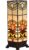 HAES DECO – Tiffany Tafellamp 12x12x35 cm Beige Bruin Glas Vierkant Tiffany Bureaulamp Tiffany Lampen Glas in Lood