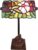 HAES DECO – Tiffany Tafellamp 15x15x33 cm Groen Roze Glas Vogel Tiffany Bureaulamp Tiffany Lampen Glas in Lood