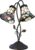 HAES DECO – Tiffany Tafellamp 34x28x47 cm Wit Bruin Glas Bloemen Tiffany Bureaulamp Tiffany Lampen Glas in Lood