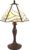 HAES DECO – Tiffany Tafellamp Ø 31×43 cm Beige Wit Glas Kunststof Tiffany Bureaulamp Tiffany Lampen Glas in Lood