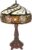 HAES DECO – Tiffany Tafellamp Ø 34×58 cm Bruin Kunststof Glas Tiffany Bureaulamp Tiffany Lampen Glas in Lood