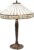 HAES DECO – Tiffany Tafellamp Ø 40×58 cm Wit Beige Glas Tiffany Bureaulamp Tiffany Lampen Glas in Lood