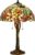 HAES DECO – Tiffany Tafellamp Ø 40×63 cm Beige Rood Glas Bloemen Tiffany Bureaulamp Tiffany Lampen Glas in Lood