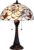 HAES DECO – Tiffany Tafellamp Ø 41×60 cm Beige Paars Glas Halfrond Vlinder Tiffany Bureaulamp Tiffany Lampen Glas in Lood