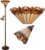 HAES DECO – Tiffany Vloerlamp Ø 35 / Ø 14×176 cm Beige Rood Metaal Glas Staande Lamp Staanlamp Tiffany Lamp