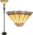 HAES DECO – Tiffany Vloerlamp Ø 45×182 cm Geel Bruin Glas Staande Lamp Staanlamp Glas in Lood