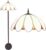 HAES DECO – Tiffany Vloerlamp Ø 46×166 cm Wit Kunststof Glas Staande Lamp Staanlamp Tiffany Lamp