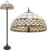 HAES DECO – Tiffany Vloerlamp Ø 46×166 cm Wit Kunststof Glas Staande Lamp Staanlamp Tiffany Lamp