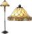 HAES DECO – Tiffany Vloerlamp Ø 46×168 cm Beige Glas Driehoek Staande Lamp Staanlamp Tiffany Lamp