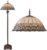 HAES DECO – Tiffany Vloerlamp Ø 50×165 cm Beige Bruin Metaal Glas Staande Lamp Glas in Lood Tiffany Lamp