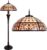 HAES DECO – Tiffany Vloerlamp Ø 57×166 cm Beige Rood Glas Halfrond Roos Staande Lamp Staanlamp Tiffany Lamp