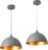 Hanglamp 18xØ30 cm 2xE27 Toulon set van 2 grijs en goud