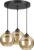 Hanglamp Industrieel voor Woonkamer, Eetkamer – Goud Glas – 3-lichts – Goud Transparant – 3 bollen