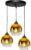 Hanglamp Industrieel voor Woonkamer, Eetkamer – Smoking Glas – 3-lichts – 3 bollen – Goud Glas