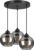 Hanglamp Industrieel voor Woonkamer, Eetkamer – Verstelbaar max. 70cm – 3-Lichts – E27 tot 60 W – Zwart Transparant Glas