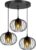 Hanglamp – Plafondlamp Industrieel Met 3 Draad/Glas-kappen Goud / Transpirant Zwart