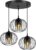 Hanglamp – Plafondlamp Industrieel Met 3 Draad/Glas-kappen Zwart Smoke / Transpirant