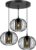 Hanglamp – Plafondlamp Industrieel met 3 Draad/Glas-kappen Zwart Smoke