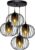 Hanglamp – Plafondlamp Industrieel Met 4 Draad/Glas-kappen Zwart Goud / Transpirant