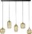 Hanglamp Stripe Glass mix | 5 lichts | amberkleurig | 120x20x150 cm | eetkamer / woonkamer | industrieel / modern design