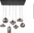 Homestar – 7 lichts hanglamp Bulbs smoke mixed glas 100x50cm zwarte plaat
