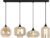 KLIMliving Moorea – Hanglamp Woonkamer – Zwart – Glas – Amber – Hanglamp industrieel – Hanglamp Eetkamer – Hanglamp set – Hanglamp modern