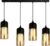 KLIMliving Moorea – Hanglamp Woonkamer – Zwart – Glas – Amber – Hanglamp industrieel – Hanglamp Eetkamer – Hanglamp set – Hanglamp modern