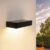 Ledvion Moderne Solar Wandlamp op Zonne-energie met Bewegingssensor, Zwart, 6W, 3000K, IP65Waterproof & 220 Lumen, Bewegingsdetectie & Schemerschakelaar, Energiezuinig &…