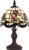 LumiLamp Tiffany Tafellamp Ø 18×30 cm Beige Rood Glas Kunststof Bloemen Tiffany Bureaulamp