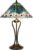 LumiLamp Tiffany Tafellamp Ø 48×73 cm Groen Roze Glas Driehoek Tiffany Bureaulamp