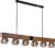 MANDEE.NL – Elano Moderne Glazen Houten Rechthoekig Hanglamp 6-lichtbronnen – Industrieel Hanglamp, retro Hanglamp, Scandinavisch Boho-stijl E27 fitting Hanglamp, eetkamer…