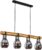 MANDEE.NL – Madelon Rechthoekig Hanglamp Zwart Met 4-lichtbronnen – 4 lichts hanglamp gemaakt van Glas en Hout – geschikt voor E27 LED lichtbron – Hanglamp 4 hout look zwart met…