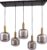 MBC-Light – hanglamp smoke bulbs – spiegel glas – brons element – 5 lichts – zwart ophangplaat 100 x 30cm