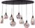 mbc-living – 8B – hanglamp 8 lichts – mix smoke glas – bulbs – spiegel glas – op ovalen plaat – 120cm x 30cm – mat zwart