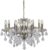 PARIS 8LT CHANDELIER, CLEAR CRYSTAL DROPS & TRIM, ANTIQUE BRASS