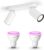 Philips myLiving Pongee Opbouwspot White & Color Ambiance GU10 – 2 Hue Lampen – Wit en Gekleurd Licht – Dimbare Plafondspots – Wit