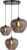 SensaHome MD85974-3 Hanglampen – 3-Lichts Eetkamer Verlichting – Smokey Glazen Eettafel Lamp – 41cm – E27 Fitting – Exclusief Lichtbron