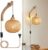 Wandlamp Houten – Lantaarn Wandlamp – Retro Bamboe Lantaarn – Creatieve Henneptouw Rieten Wandlamp Met Stekker En Schakelaar – Muurlamp van Hout