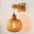 Wandlamp in Vintage Bamboe Lantaarnlamp, E27 Retro Nylon Touw Wandlamp Gemaakt Van Metaal En Hout, Industrieel Wandlicht Gemaakt Van Handgeweven Rattan Voor Slaapkamer Woonkamer…